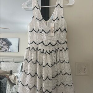 NWT   Francesca's Collections White and Black Lace Mini Dress